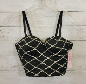 Lydia USA Rhinestone Studded Corset Bustier Top Bra Size S 32-34